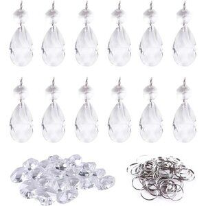 12Pcs38mm Clear Crystal Teardrop Chandelier Prisms Parts Hanging Galss